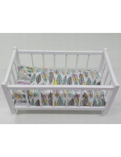 ŁÓŻECZKO DLA LALKI LALEK DREWNIANE BIAŁE POŚCIEL