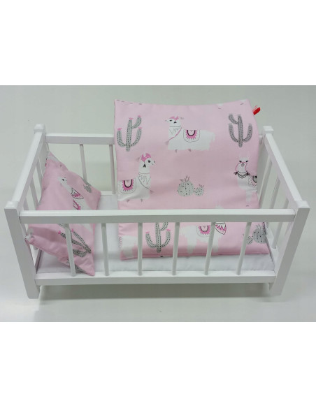 ŁÓŻECZKO dla lalek drewniane białe + pościel