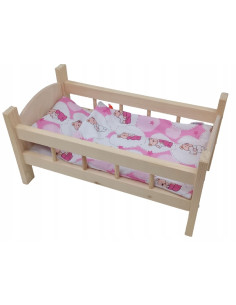 ŁÓŻECZKO DREWNIANE dla lalek DUŻE +POŚCIEL