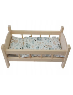 ŁÓŻECZKO DREWNIANE dla lalek DUŻE +POŚCIEL