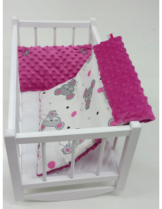 KOŁYSKA DREWNIANA BIAŁA dla lalek POŚCIEL MATERAC