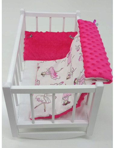 KOŁYSKA DREWNIANA BIAŁA dla lalek POŚCIEL MATERAC