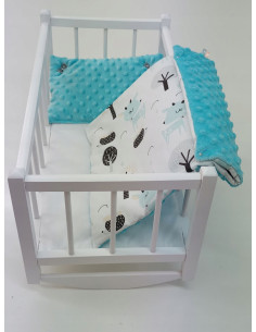 KOŁYSKA DREWNIANA BIAŁA dla lalek POŚCIEL MATERAC