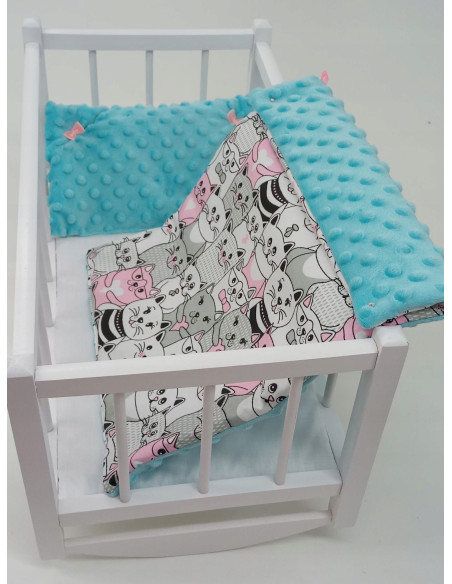 KOŁYSKA DREWNIANA BIAŁA dla lalek POŚCIEL MATERAC