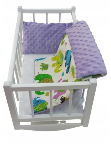 KOŁYSKA DREWNIANA BIAŁA dla lalek POŚCIEL MATERAC
