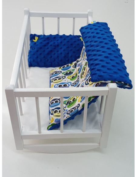 KOŁYSKA DREWNIANA BIAŁA dla lalek POŚCIEL MATERAC