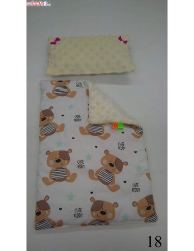 KOŁYSKA drewniana dla lalek POŚCIEL BAWEŁNA+ MINKY
