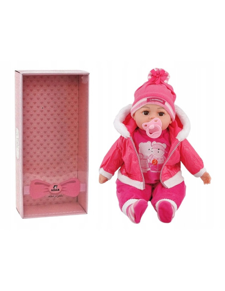 BOBAS LALKA 45cm MÓWI,ŚPIEWA+smoczek LUX KARTONIK