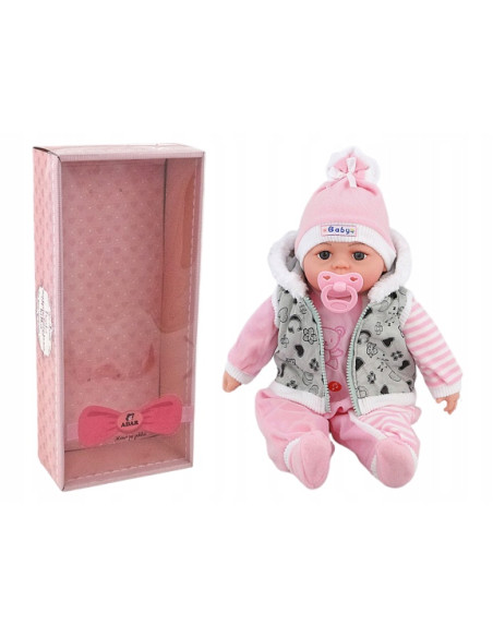 BOBAS LALKA 45cm MÓWI,ŚPIEWA+smoczek+lux opakowana