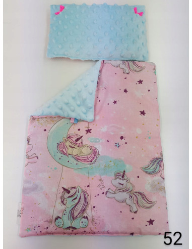 KOŁYSKA dla lalek BIAŁA+ pościel MINKY + BAWEŁNA