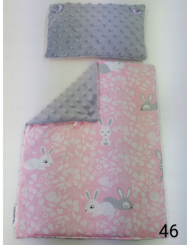 KOŁYSKA dla lalek BIAŁA+ pościel MINKY + BAWEŁNA