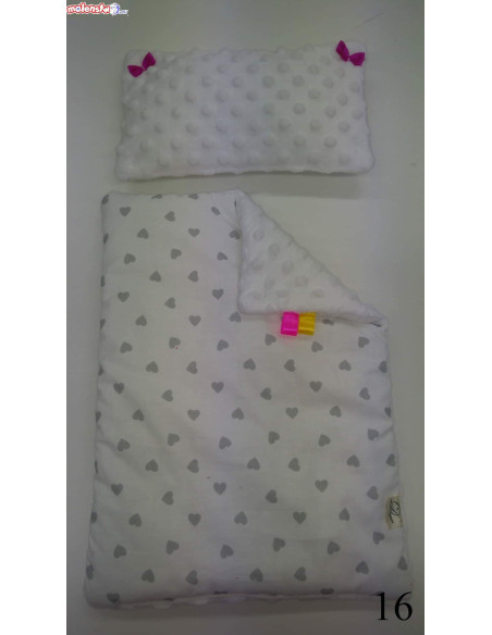 KOŁYSKA dla lalek BIAŁA+ pościel MINKY + BAWEŁNA