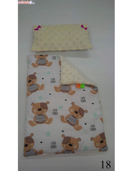 KOŁYSKA dla lalek BIAŁA+ pościel MINKY + BAWEŁNA