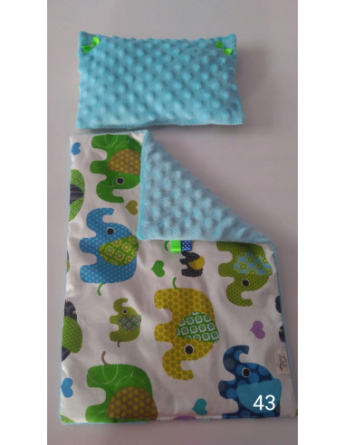 KOŁYSKA dla lalek drewniana + pościel 3 ELEMENTY