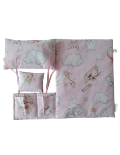 ZESTAW Pościel dla Lalek z Organizerem - do Wózka Kołyski...